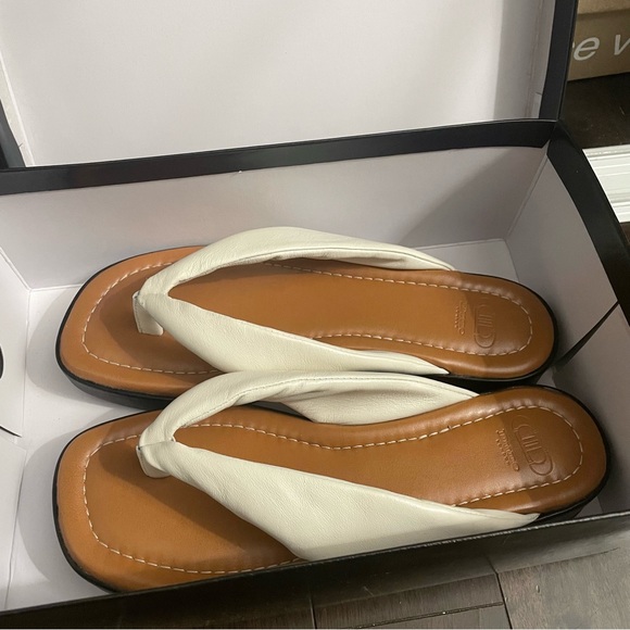Dune London Leather Longisland White Sandals - Picture 7 of 9